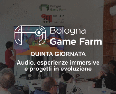 Locandina della quinta giornata di Bologna Game Farm su audio, esperienze immersive e progetti.