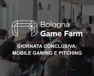 Locandina dell'evento Bologna Game Farm sulla giornata conclusiva di mobile gaming e pitching.