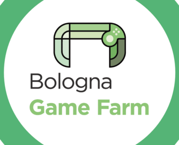 Logo ufficiale di Bologna Game Farm con controller stilizzato verde.