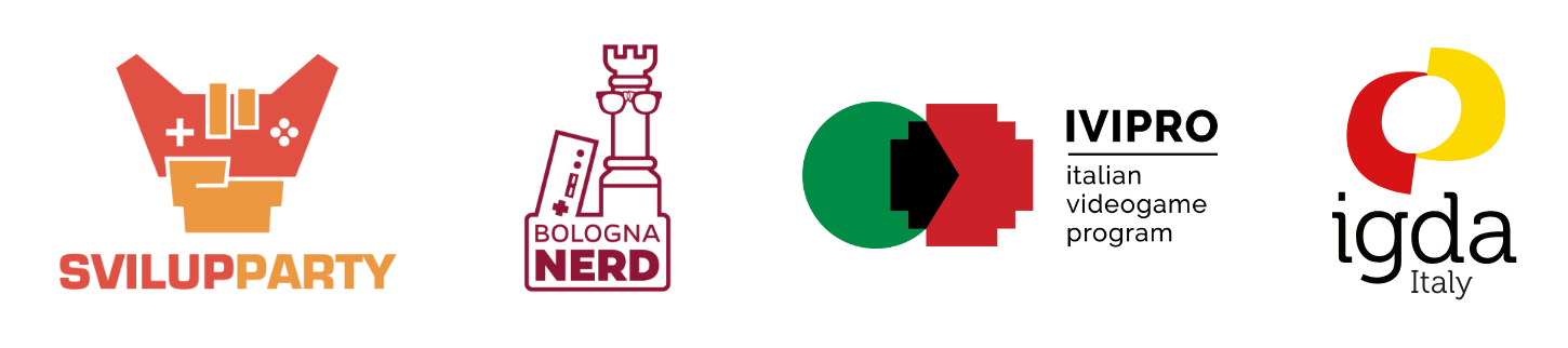 Loghi dei partner: SvilupParty, Bologna Nerd, IVIPRO e IGDA Italy.